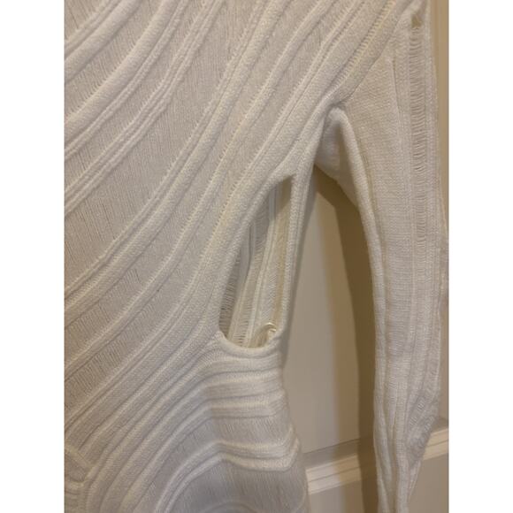 NEW Pretty Garbage White Fitted Knit Sweater Dress Small BodyCon - Picture 2 of 6